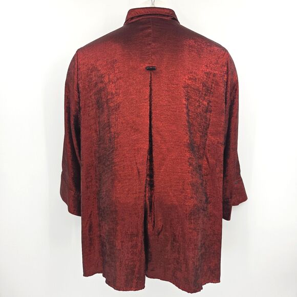 Ali Miles Shimmer Button Up Down Tunic Shirt Womens Size 2X Art To Wear Artsy - Picture 3 of 9